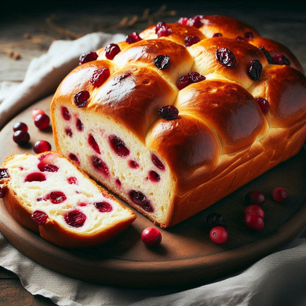 Recette de Brioche aux Cranberries Vegan, Sans Gluten, Sans Lactose et Bio